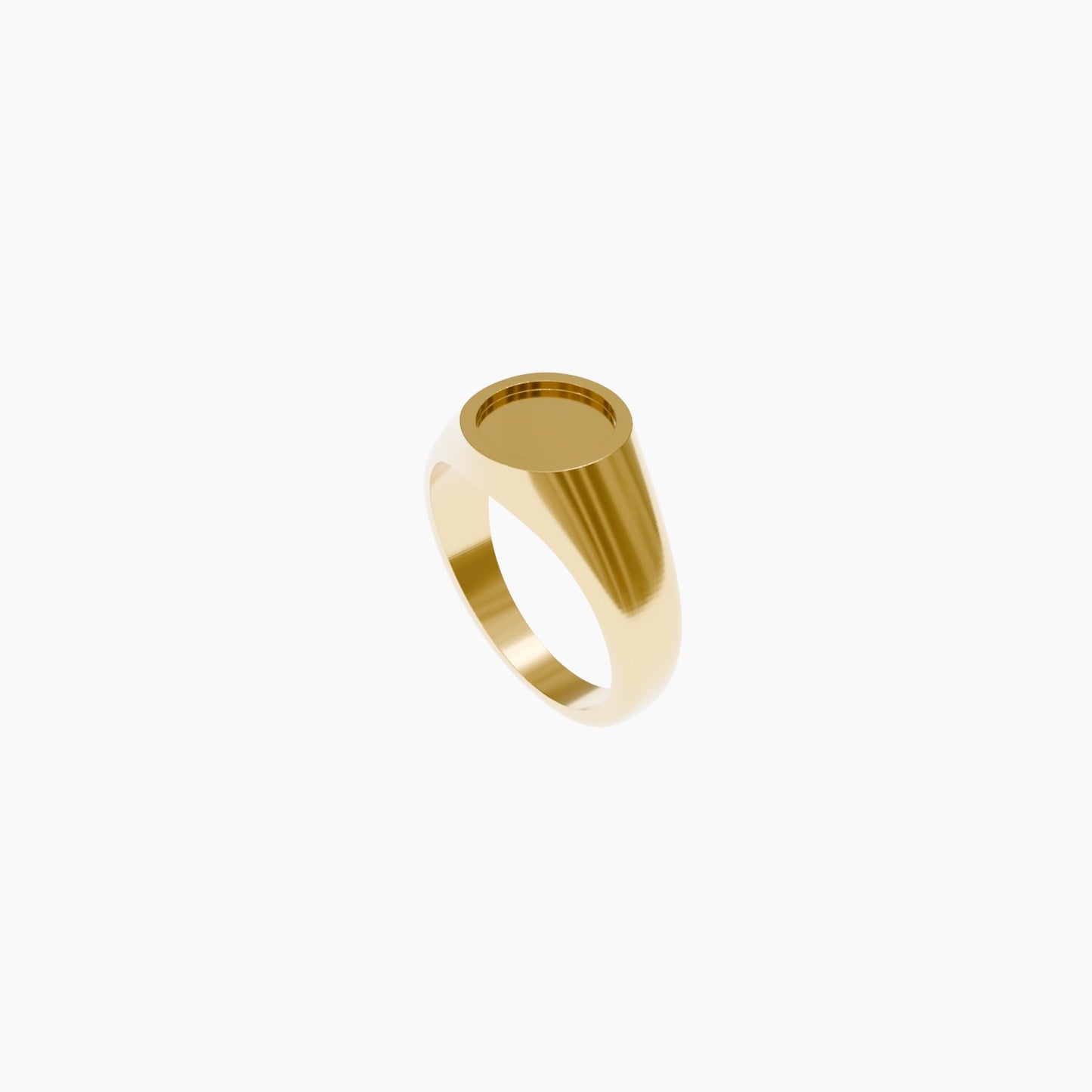 10mm Recessed Round Signet Ring 3d Model