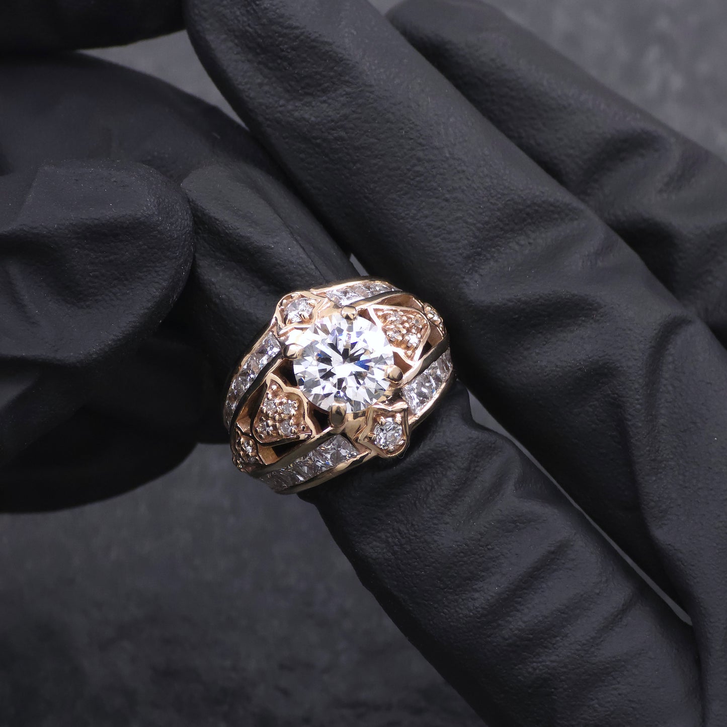 Custom Made 14k Yellow Gold High Fashion Diamond Ring