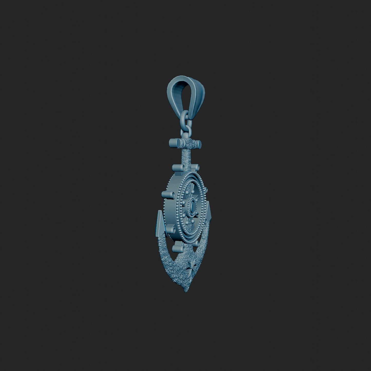 14k Yellow Gold Texture Ship Anchor Pendant
