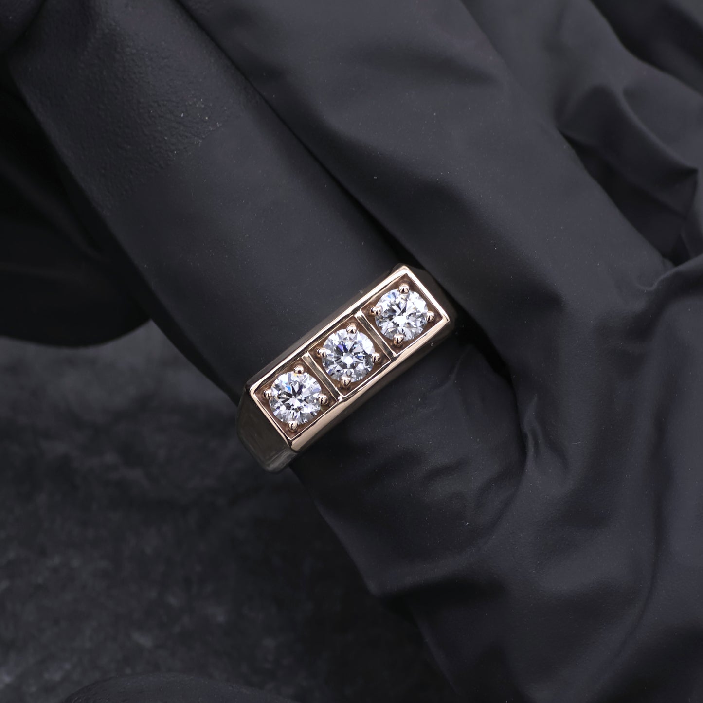 14k Yellow Gold Diamond Gents Bar Ring