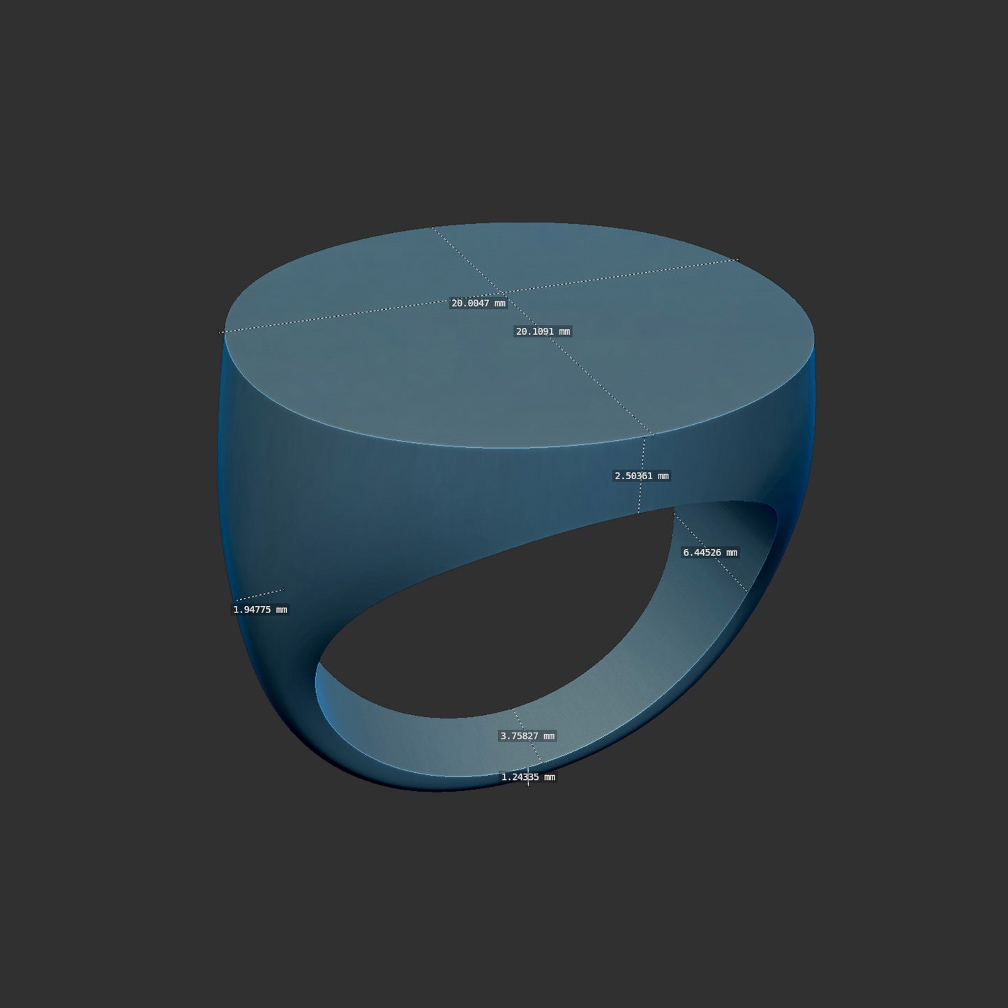 20mm Smooth or Engraveable Signet Ring 3d Model