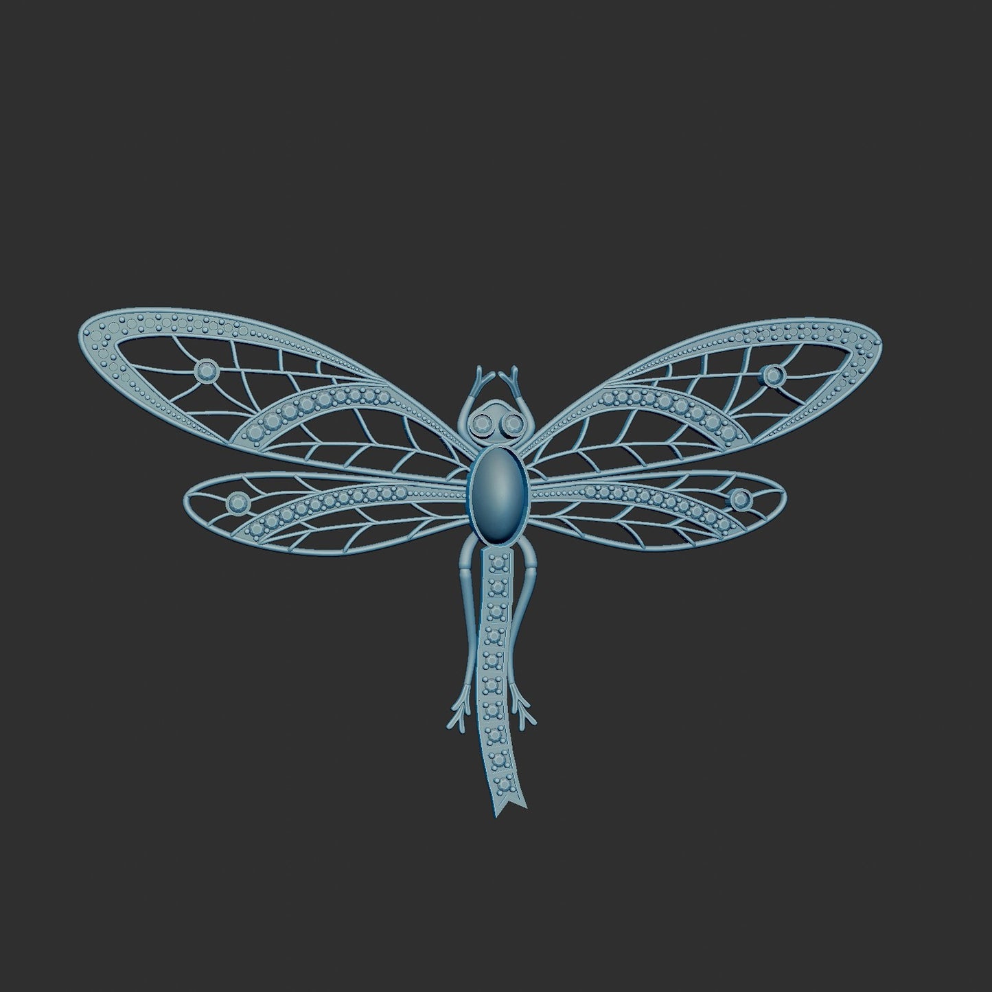 Custom Made Dragonfly Brooch 3d Model and 3d Print