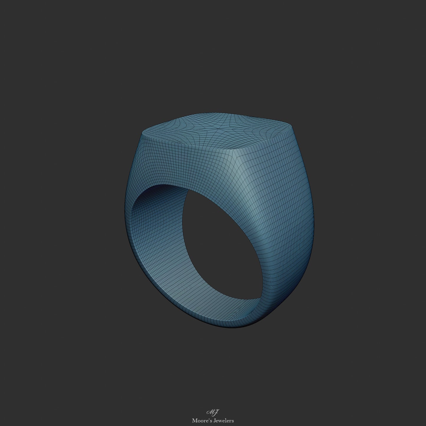 Cushion Shaped Base Signet Ring 3d Model