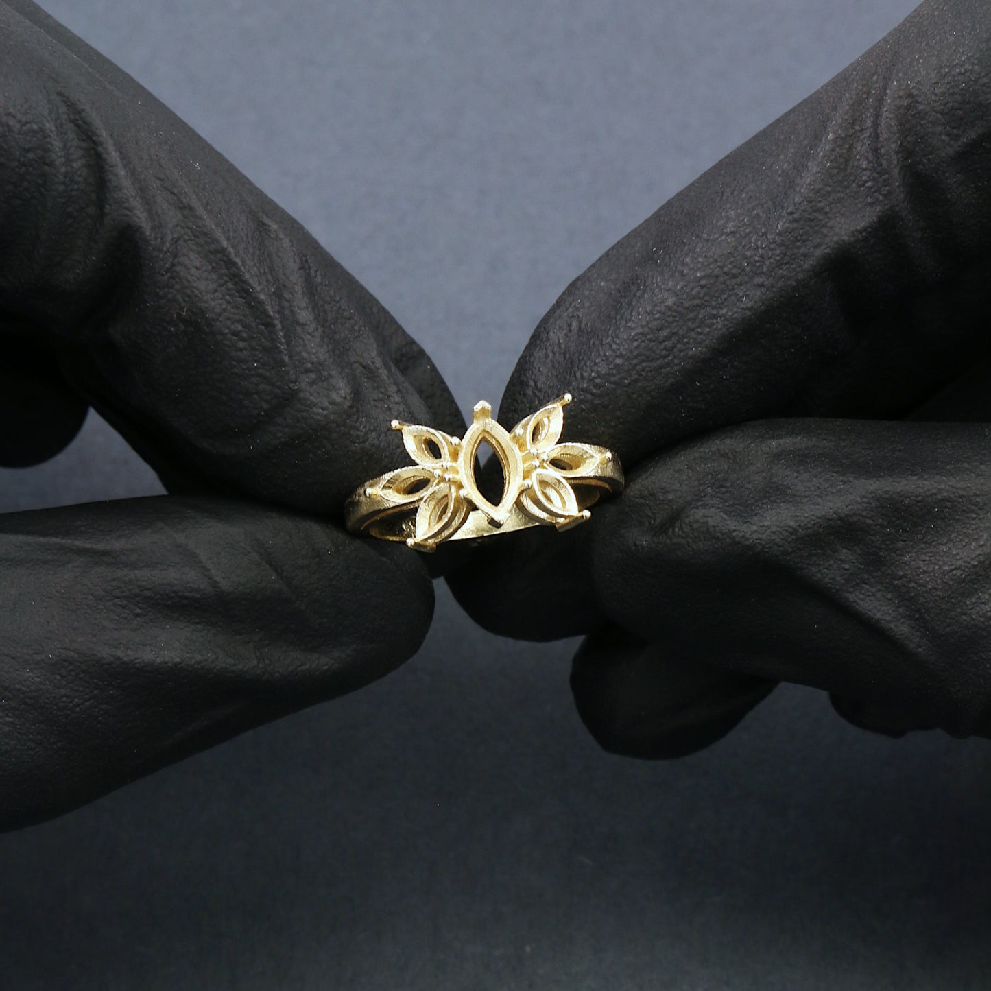 Custom Floral Marquise Engagement Ring Casting