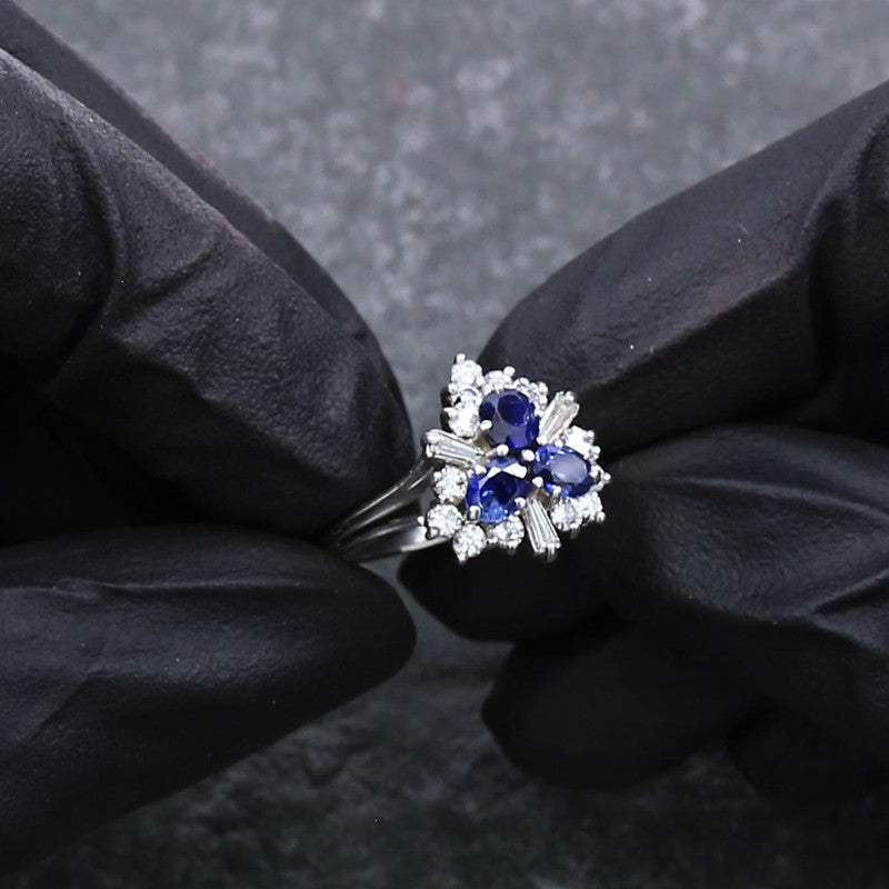 Repaired Diamond and Sapphire Gallery Ring