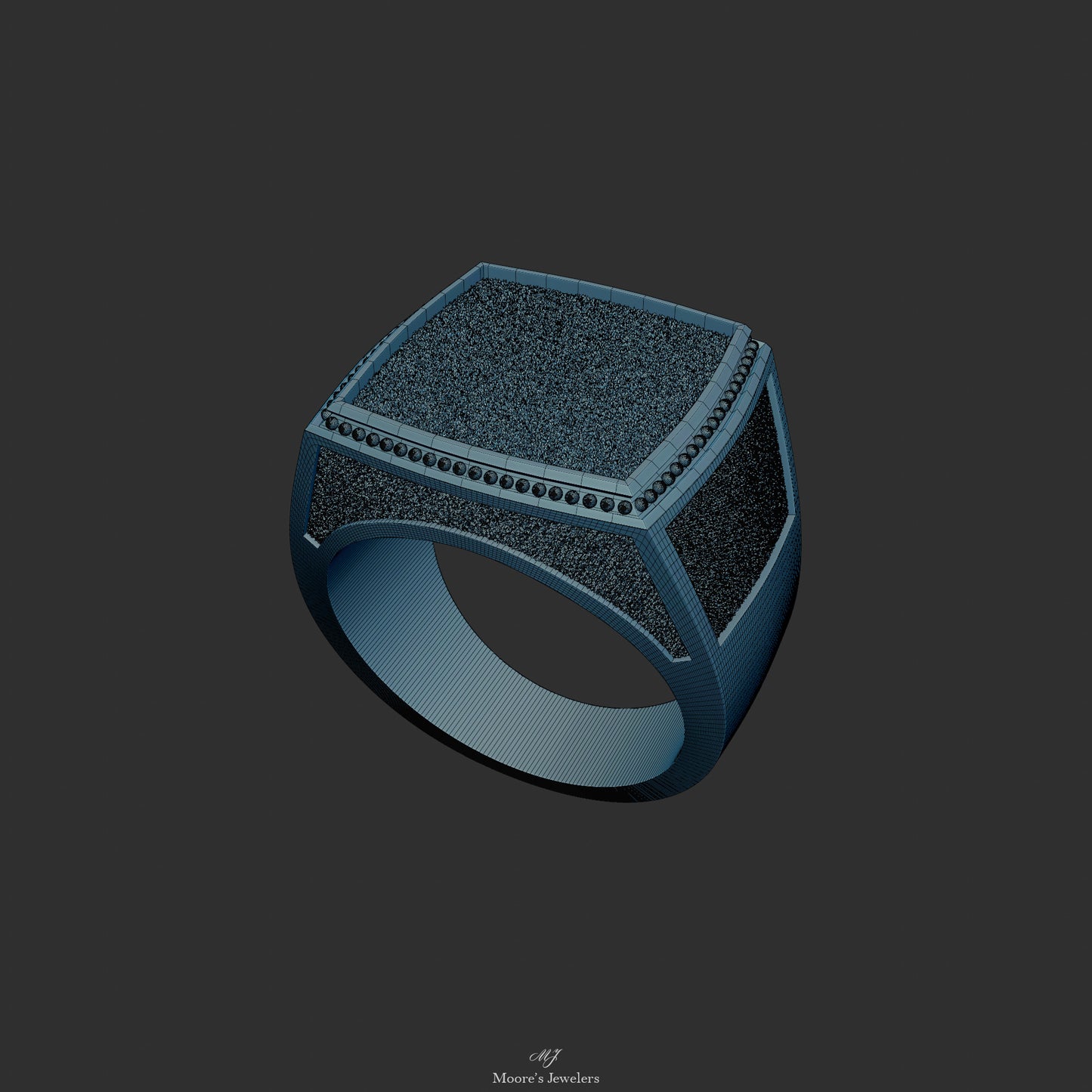 Textured Signet or Class Ring Shank 3d Model (STL FIle Only)