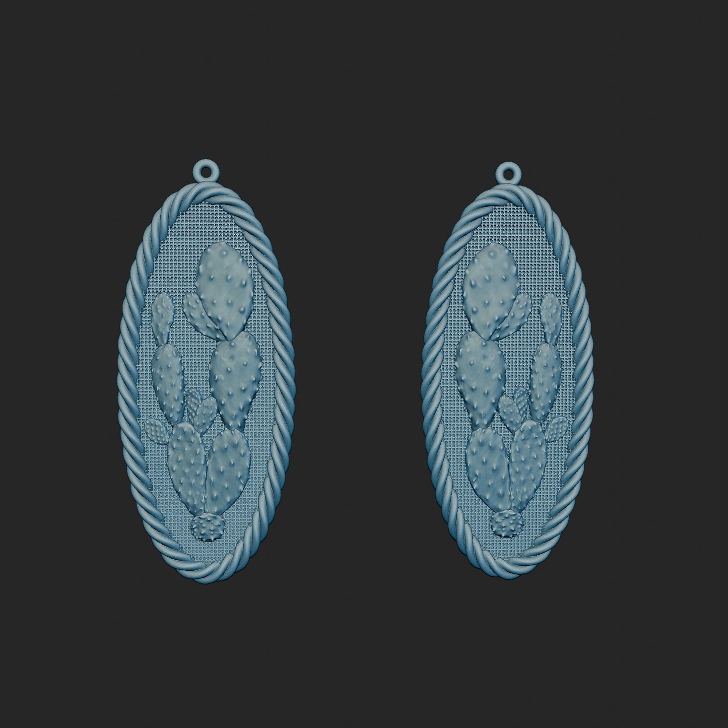 Textured Cactus Earrings Custom 3d Model