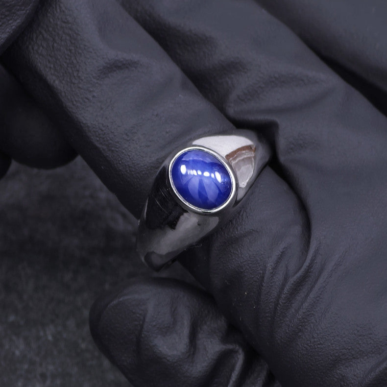 Cats Eye Sapphire Ring in Sterling Silver