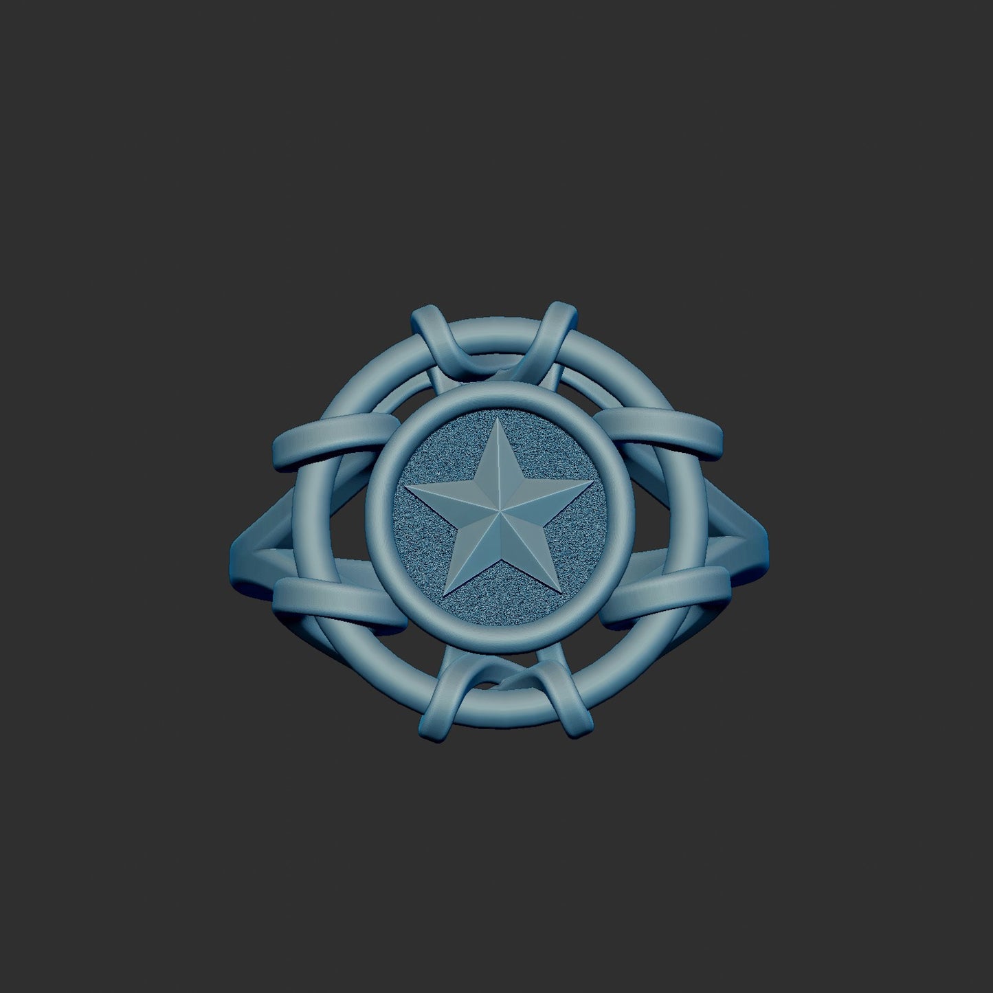 Free Form Textured Wrapping Ring With Star Insert 3d Model