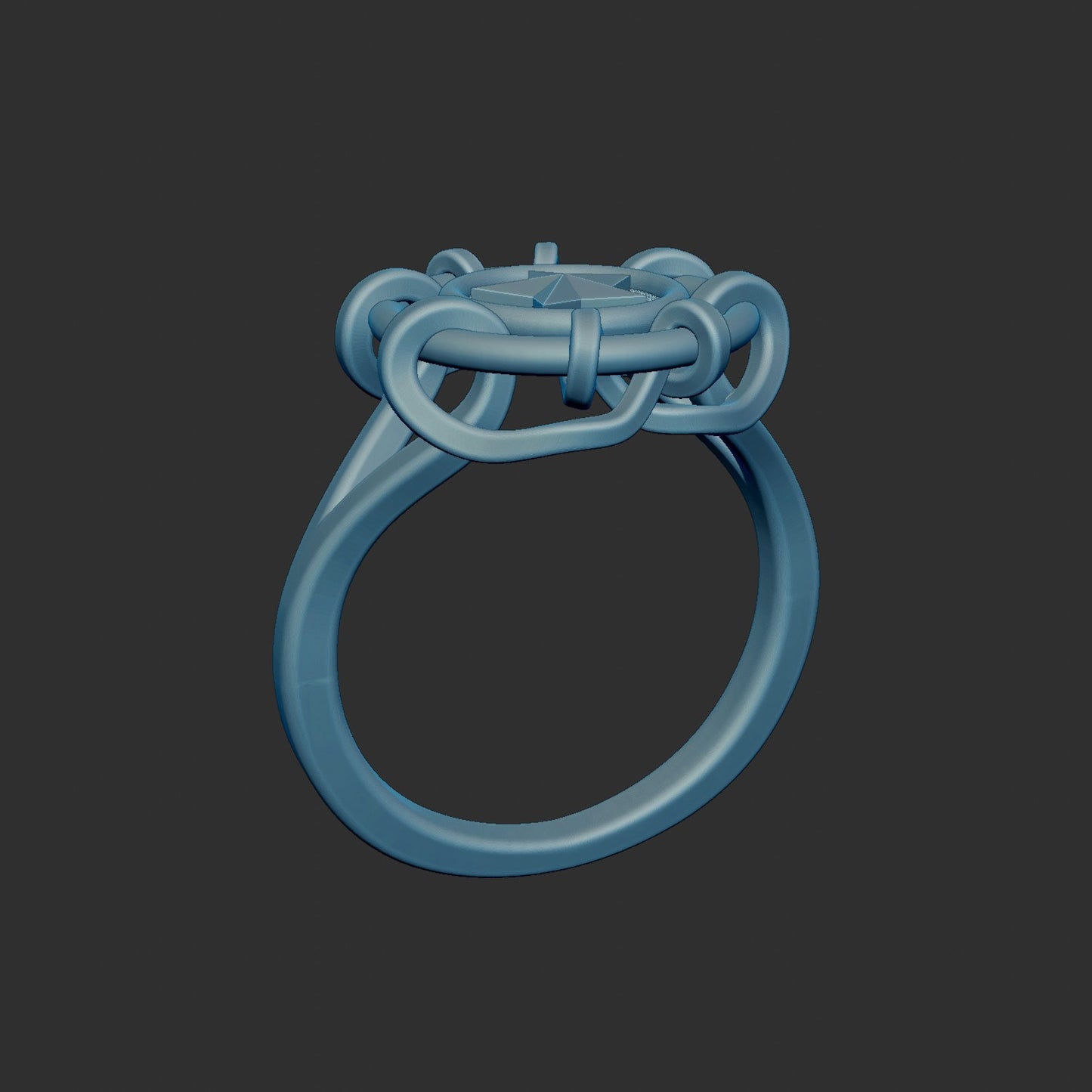 Free Form Textured Wrapping Ring With Star Insert 3d Model