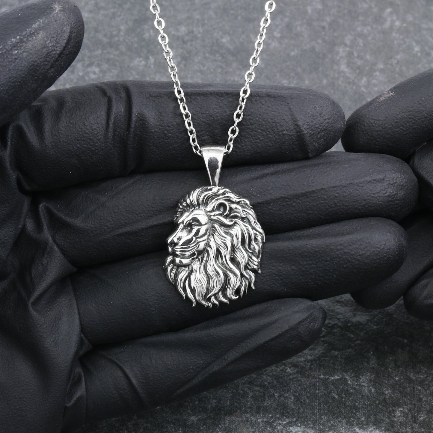 925 Sterling Silver Lion Pendant With 22" Hypoallergenic Cable Chain Necklace