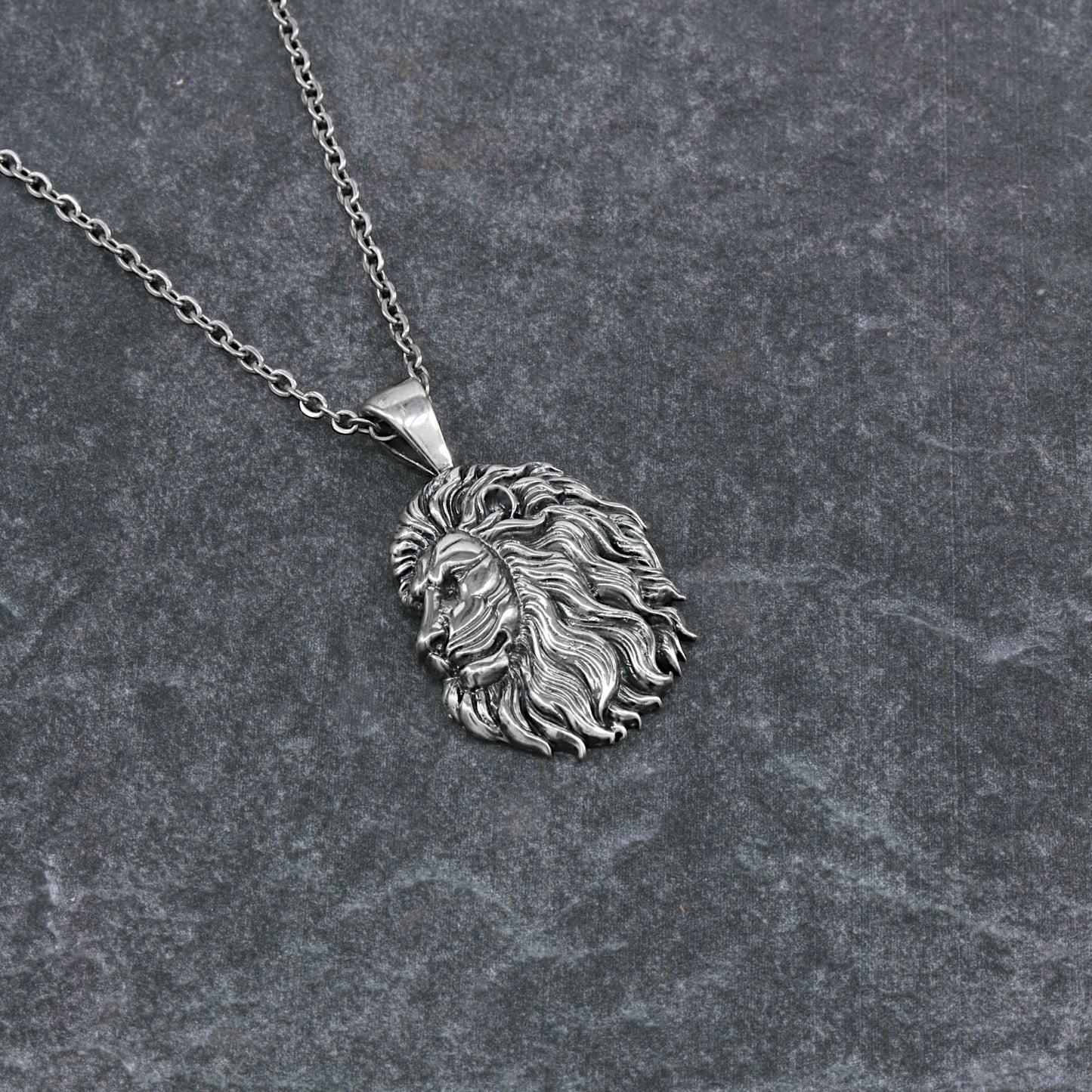 925 Sterling Silver Lion Pendant With 22" Hypoallergenic Cable Chain Necklace