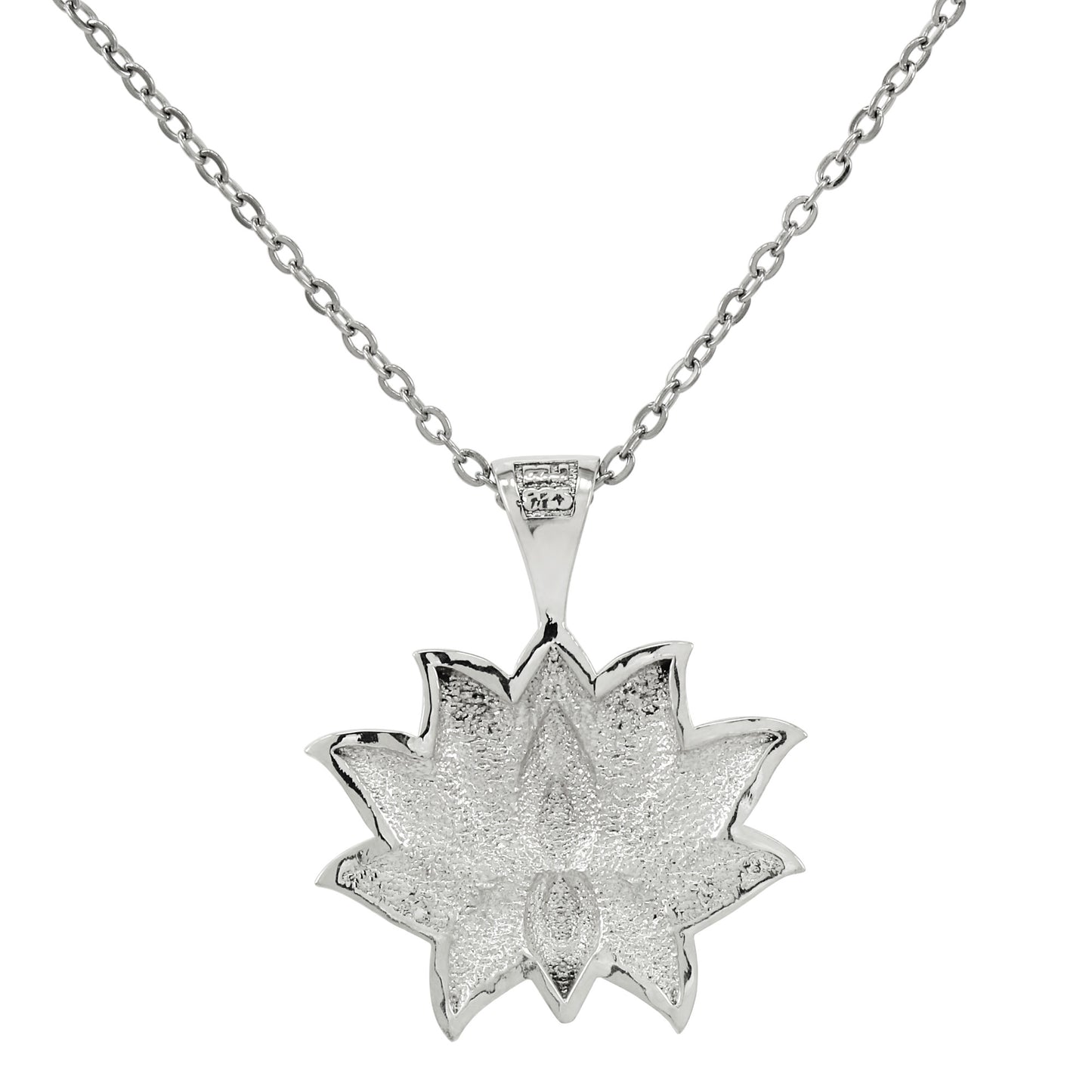 925 Sterling Silver Lotus Flower Pendant With With 22" Hypoallergenic Cable Chain Necklace