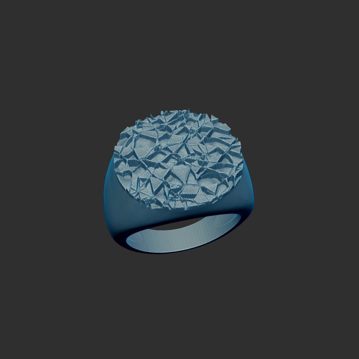 Man's Nugget Textured Pattern Signet Ring 3d Model