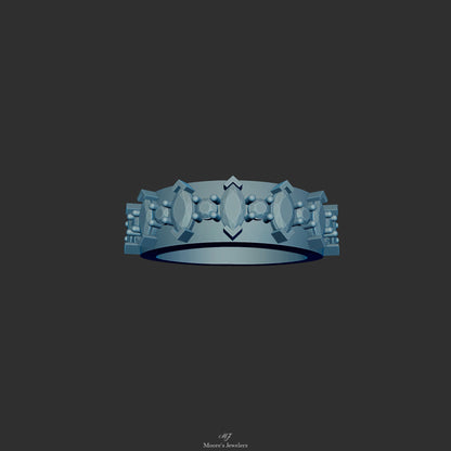Marquise and Round Stone Engagement Ring 3d Model