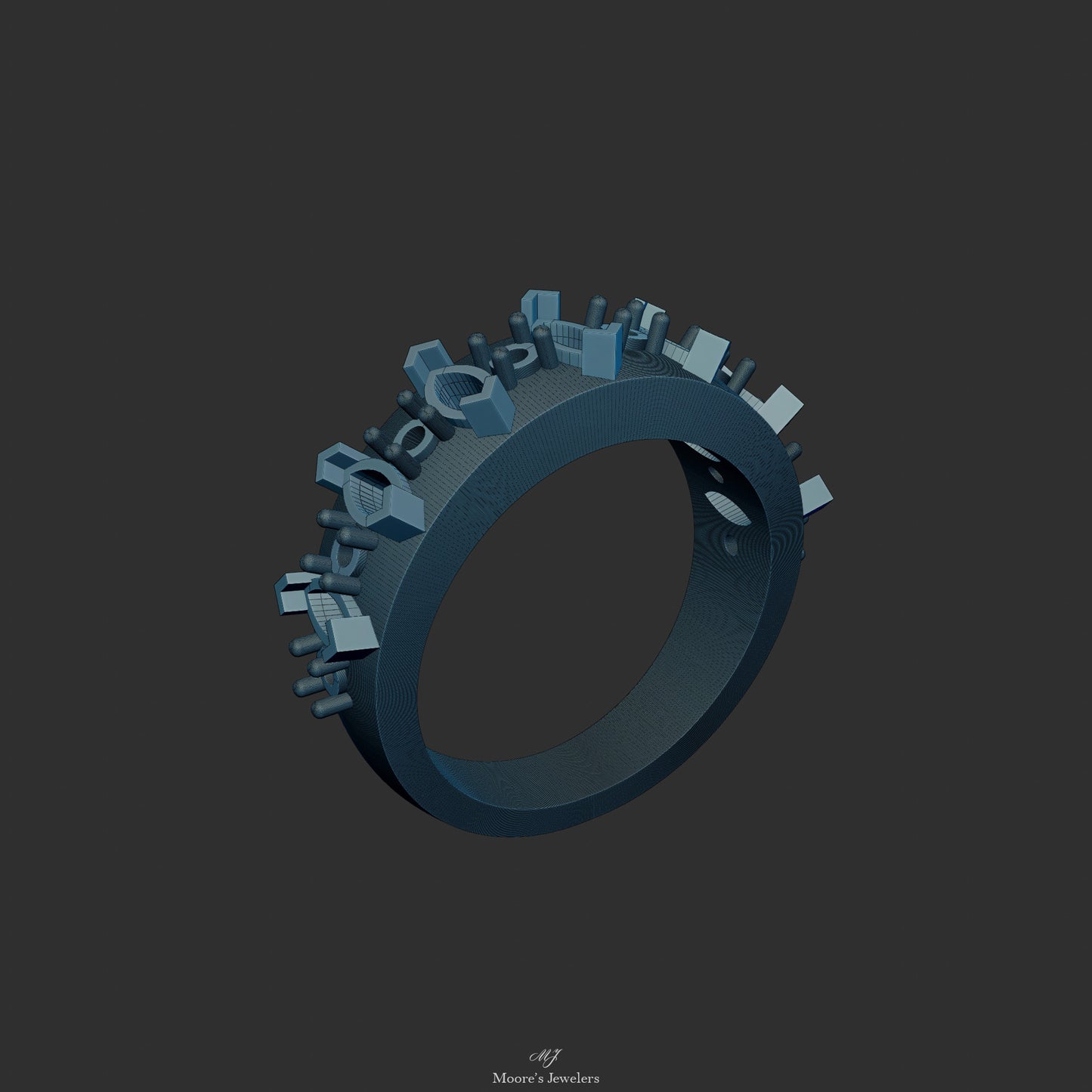 Marquise and Round Stone Engagement Ring 3d Model