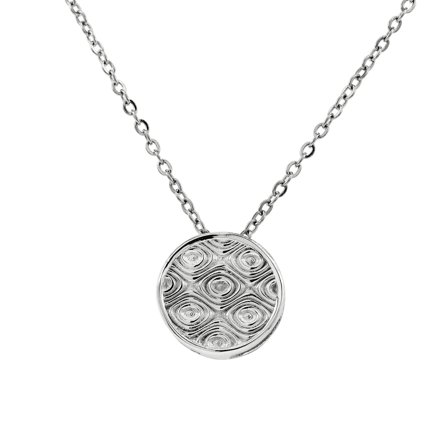 925 Sterling Silver Circular Optical Illusion Slide Pendant With 22" Hypoallergenic Cable Chain Necklace