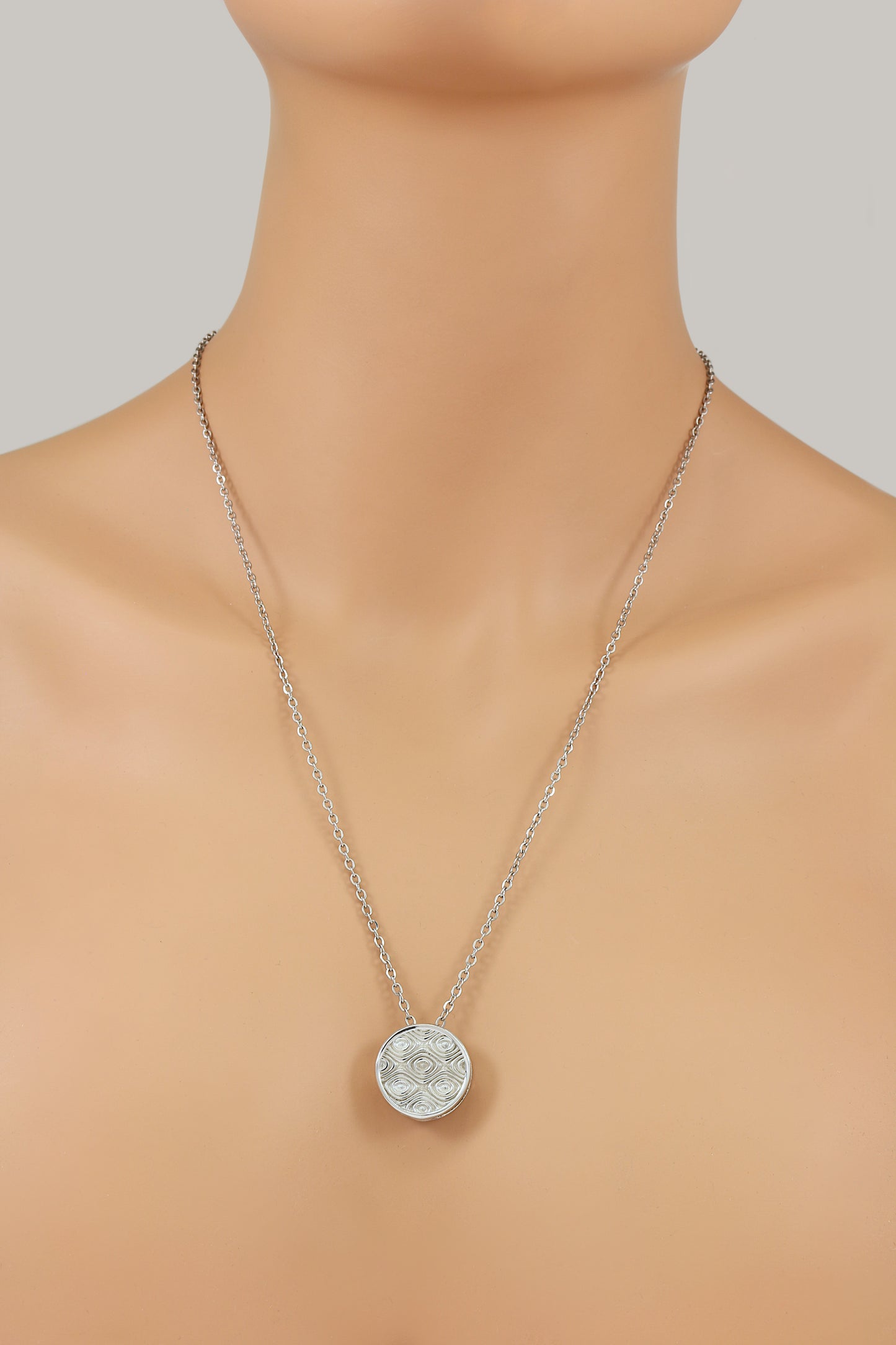 925 Sterling Silver Circular Optical Illusion Slide Pendant With 22" Hypoallergenic Cable Chain Necklace