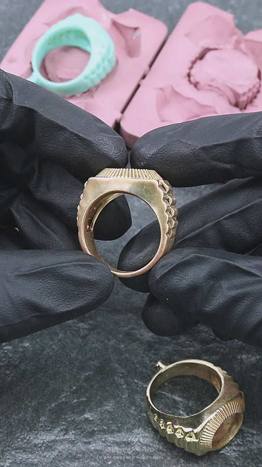 Man's Rolex Style Ring Wax Impression and Casting