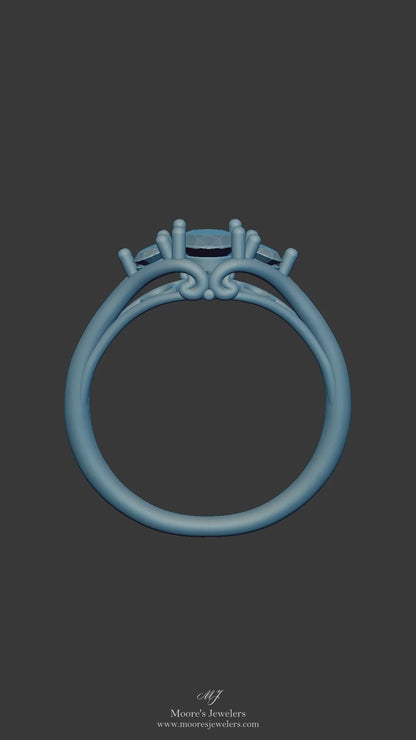 Elegant Past Present and Future Scroll Ring 3d Model