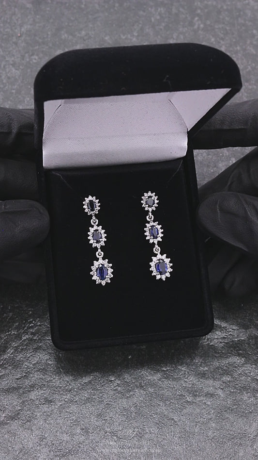 Custom Made Ladies Sapphire and Diamond Earrings