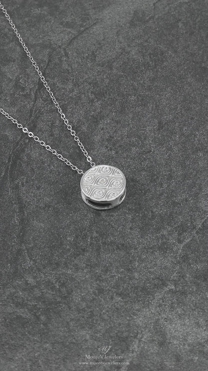 925 Sterling Silver Circular Optical Illusion Slide Pendant With 22" Hypoallergenic Cable Chain Necklace