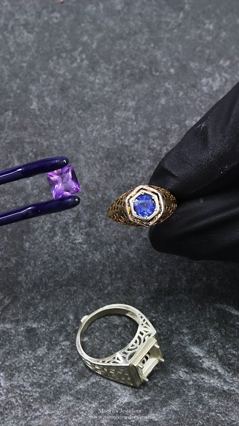 Princess Cut Amethyst Filigree Ring Casting