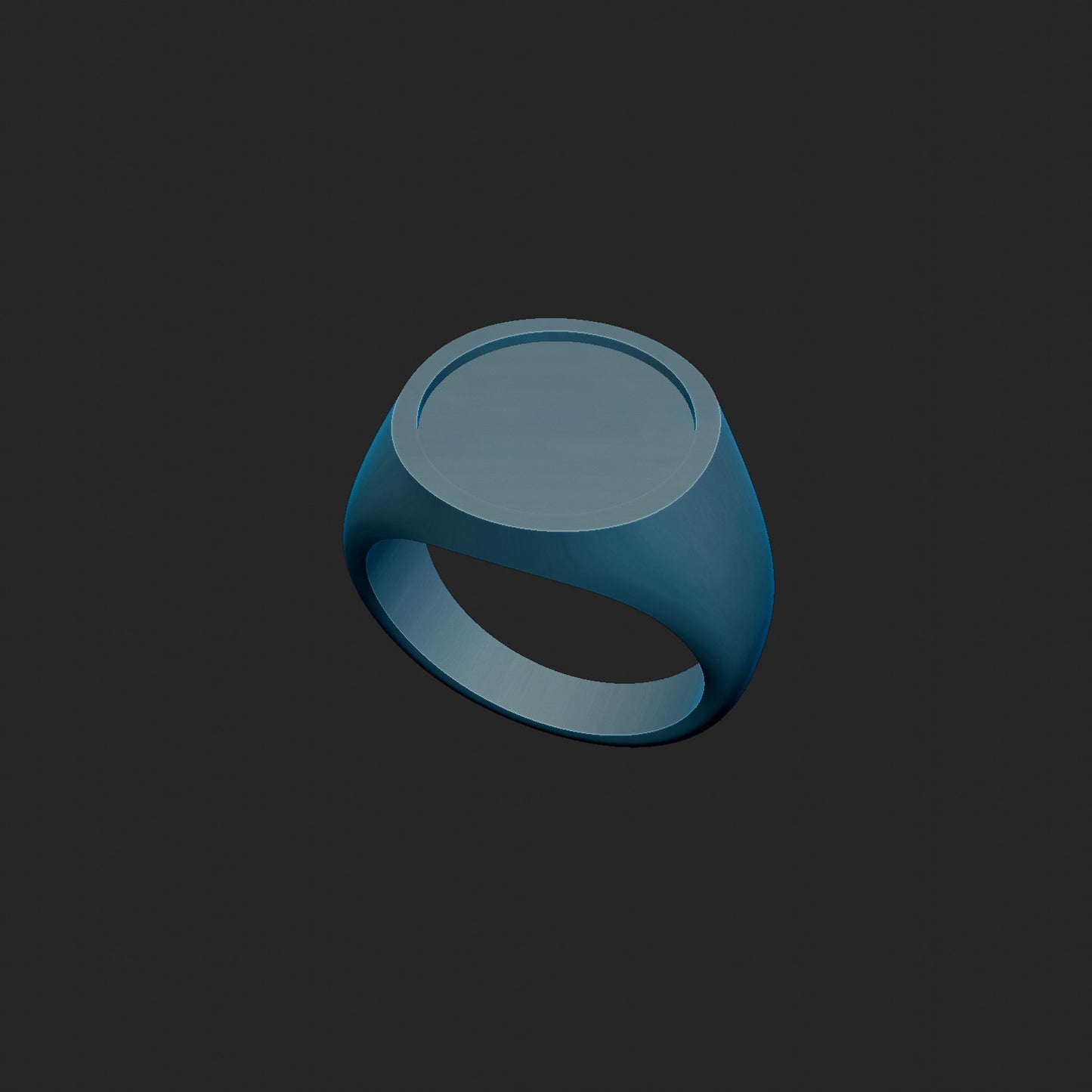 15mm Recessed Round Signet Ring 3d Model