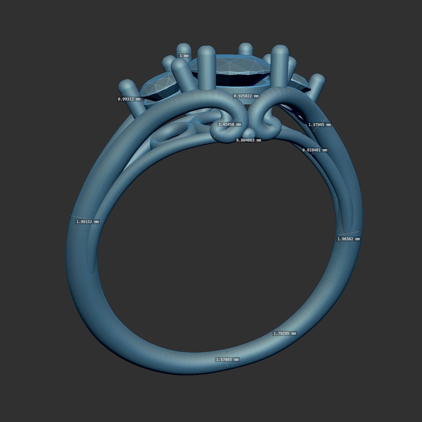 Elegant Past Present and Future Scroll Ring 3d Model