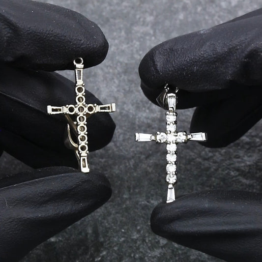 Small Round and Baguette Diamond Cross Casting