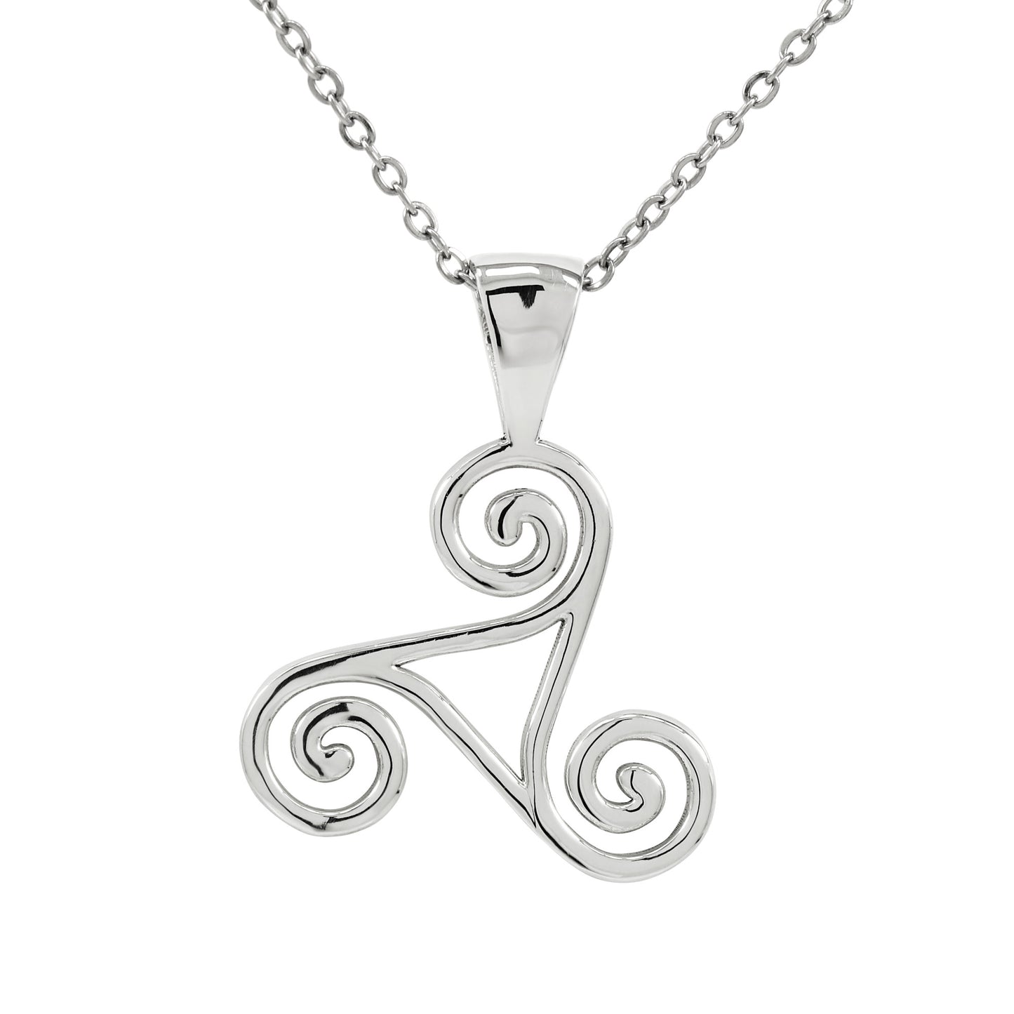 925 Sterling Silver Celtic Triskelion Pendant With 22" Hypoallergenic Cable Chain Necklace