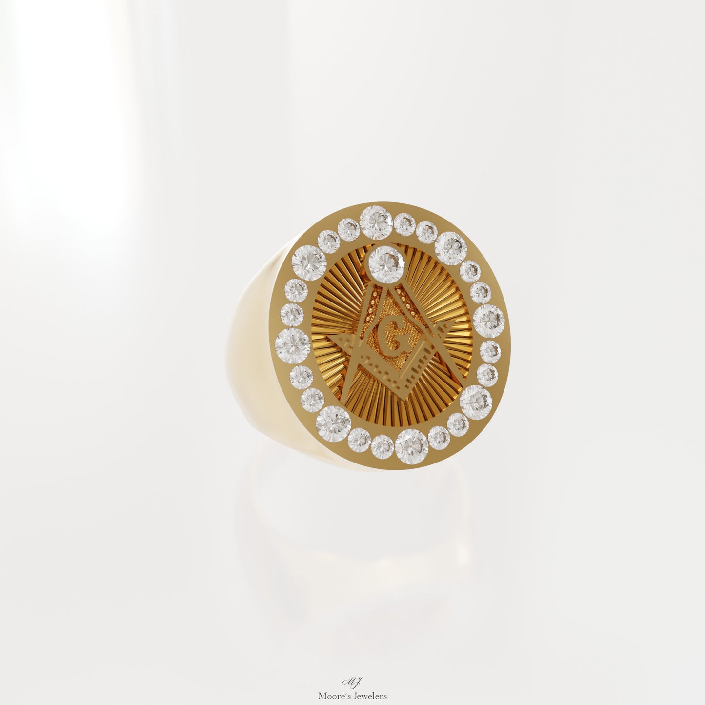 Textured Sunburst Manson Ring 3d Model