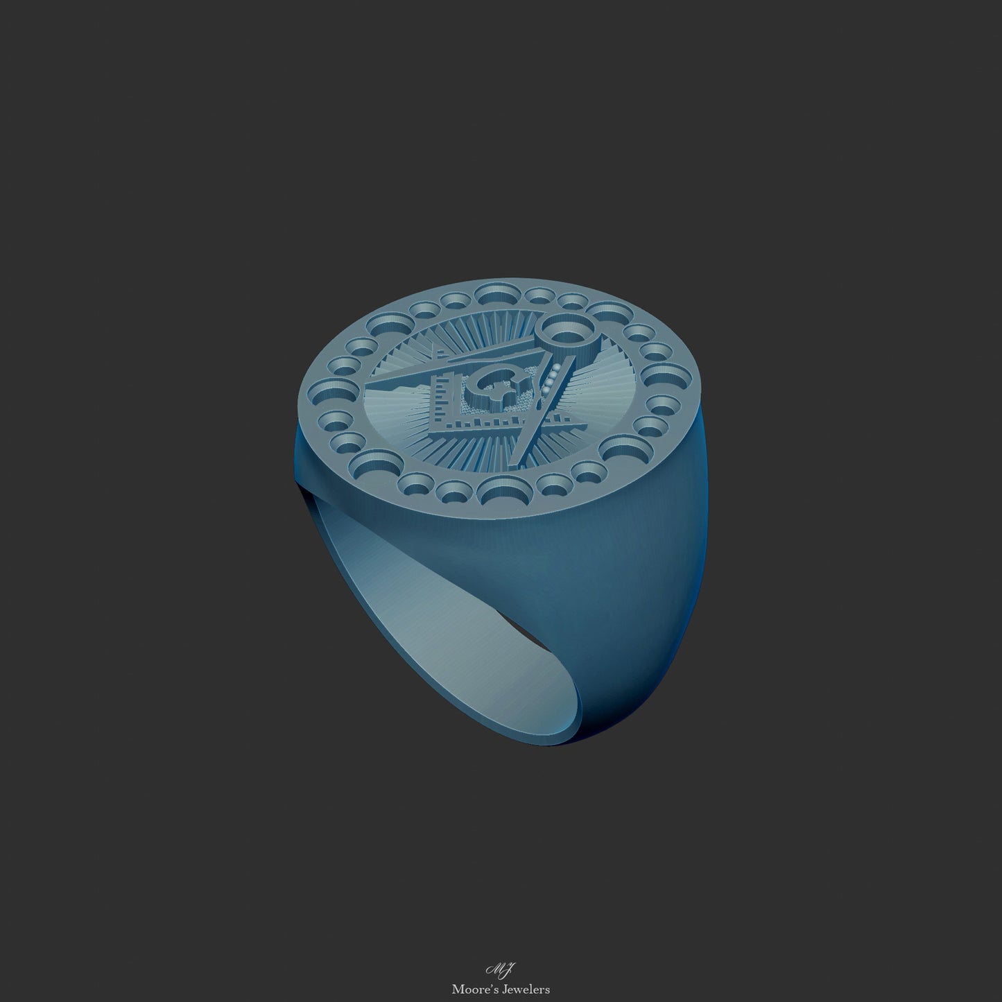 Textured Sunburst Manson Ring 3d Model