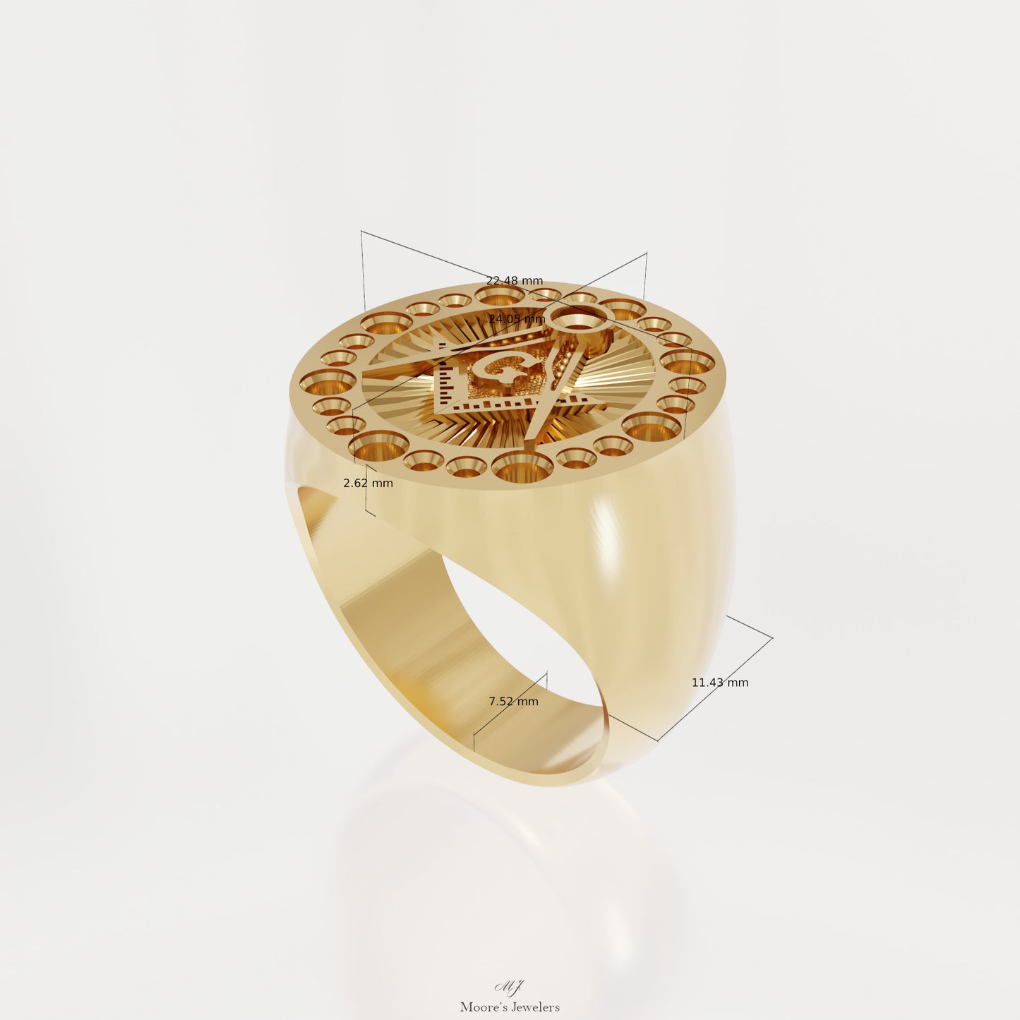 Textured Sunburst Manson Ring 3d Model