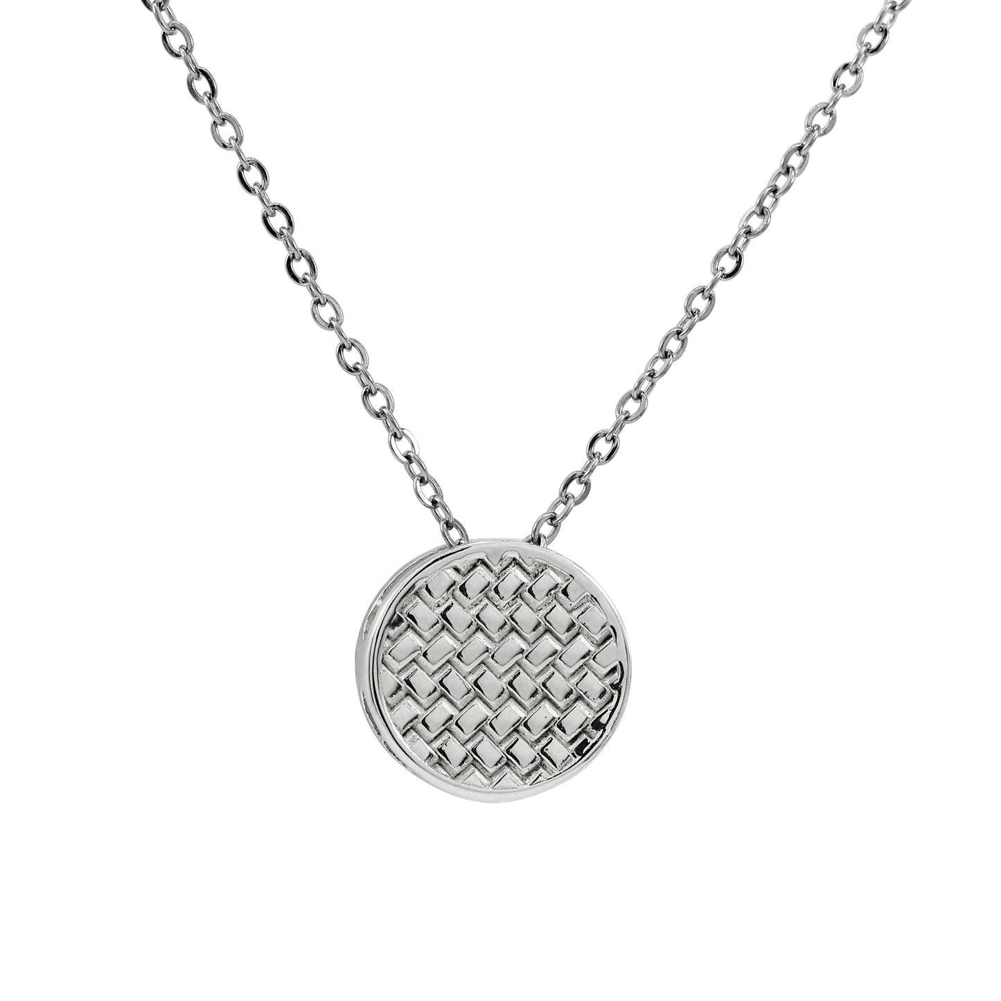 925 Sterling Silver Circular Weave Pattern Slide Pendant With 22" Hypoallergenic Cable Chain Necklace