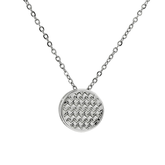925 Sterling Silver Circular Weave Pattern Slide Pendant With 22" Hypoallergenic Cable Chain Necklace