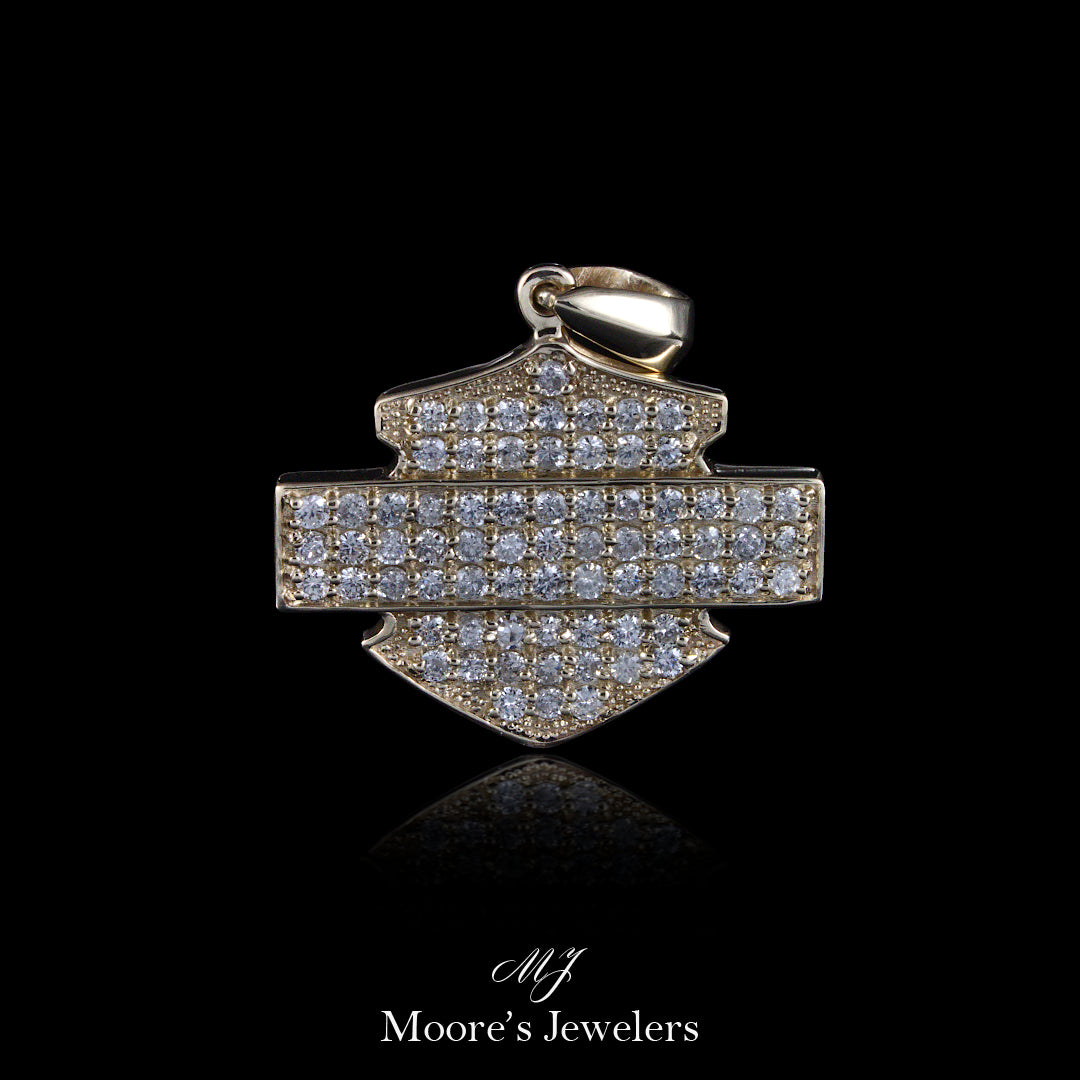 10K Yellow Gold Diamond Harley Davidson Pendant