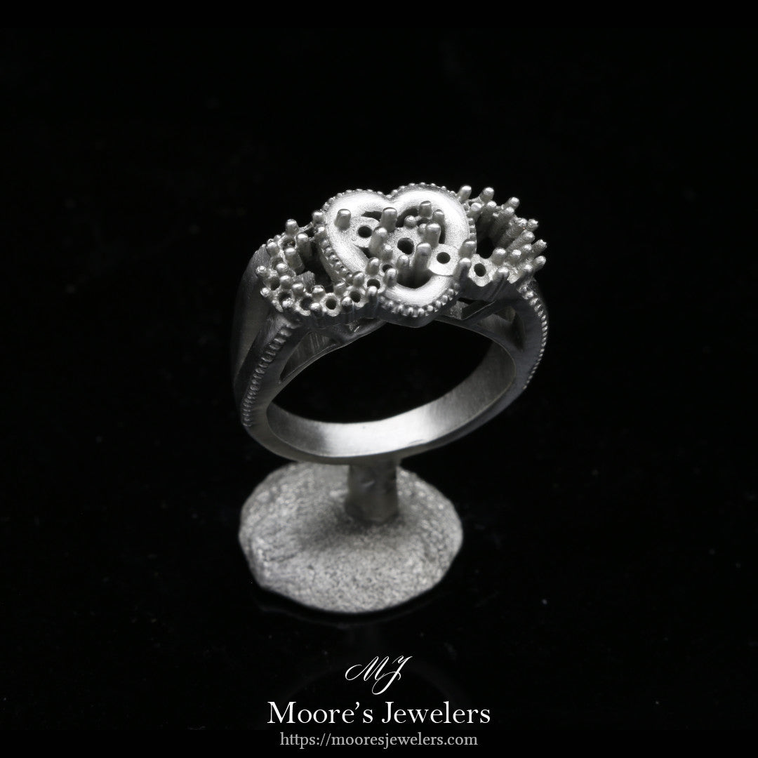 Custom Made 14k White Gold Infinity Heart Ring