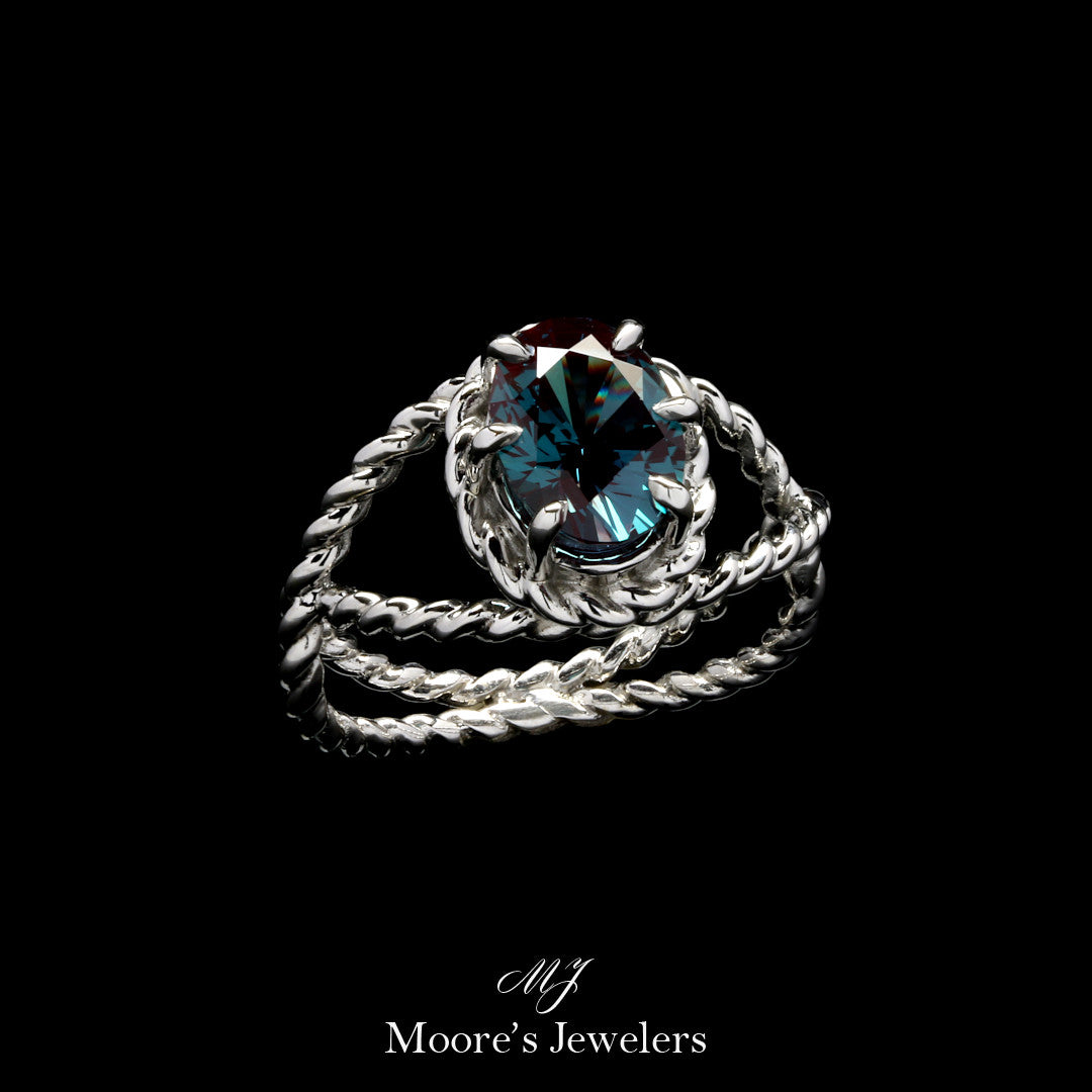 14k White Gold Alexandrite Engagement Ring
