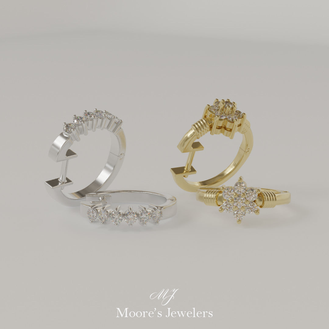 14k White and Yellow Gold Diamond Earrings