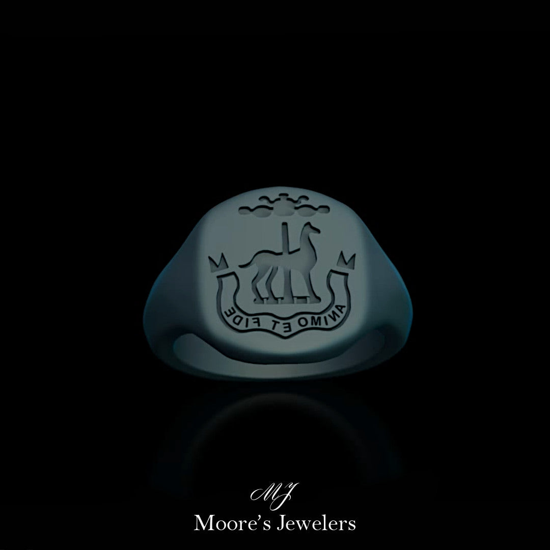 14k Yellow Gold Animo Et Fide Signet Ring