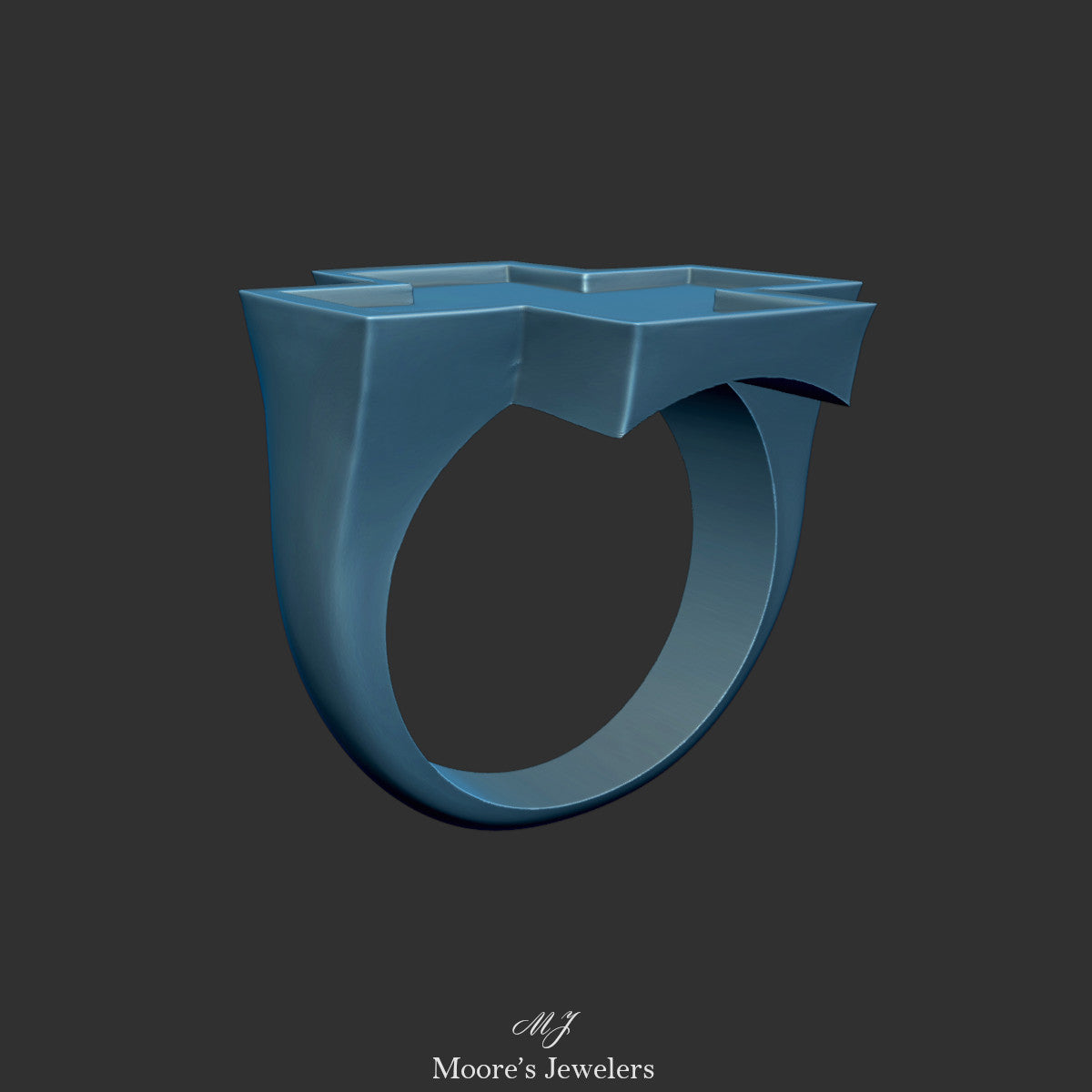 Squared Off Recessed Cross Signet Ring 3d Model