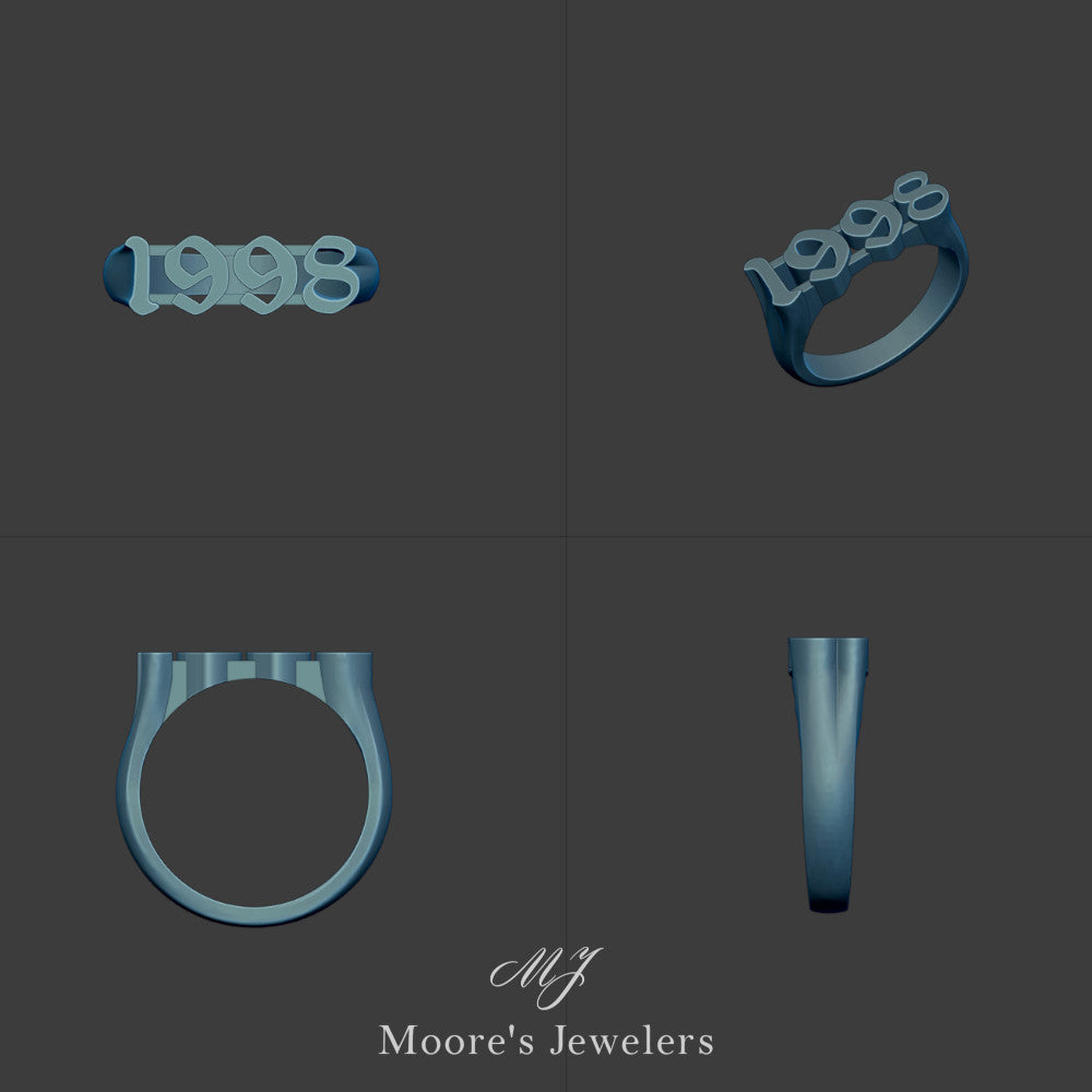 1998 Initials Ring 3d Model