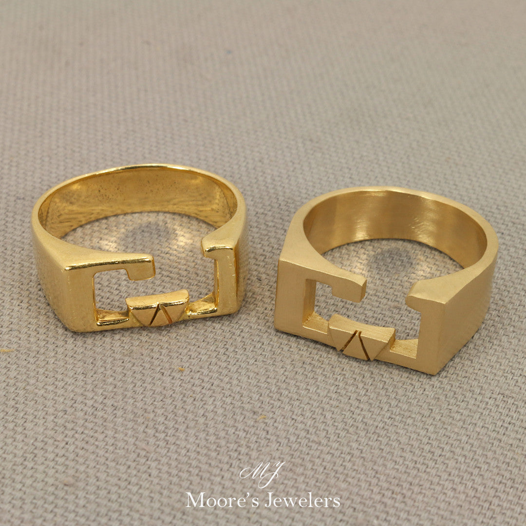14k Yellow Gold CJ Initial Ring Recreation