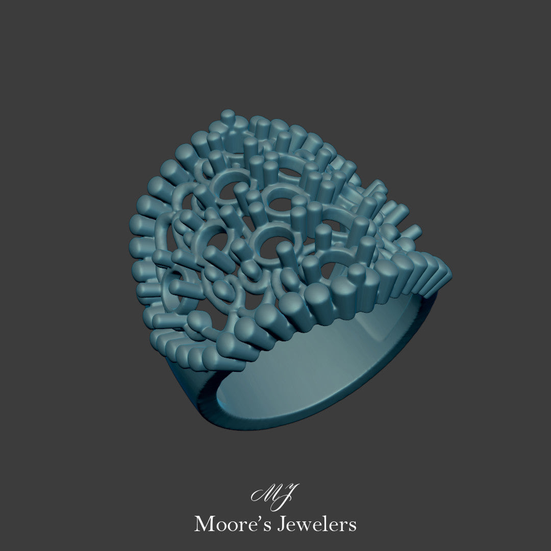 Cocktail Diamond Scroll Ring 3d Model