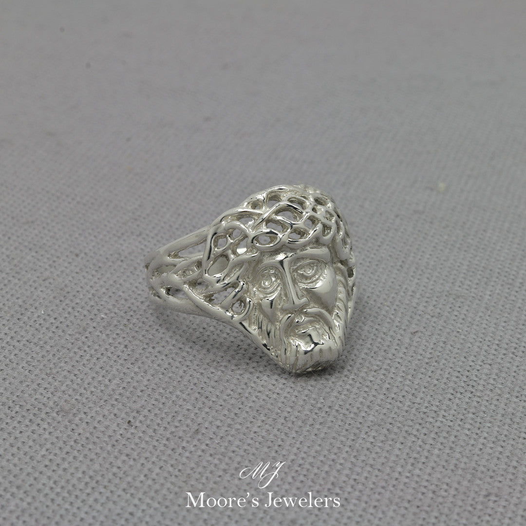925 Sterling Silver Jesus Head Weave Ring