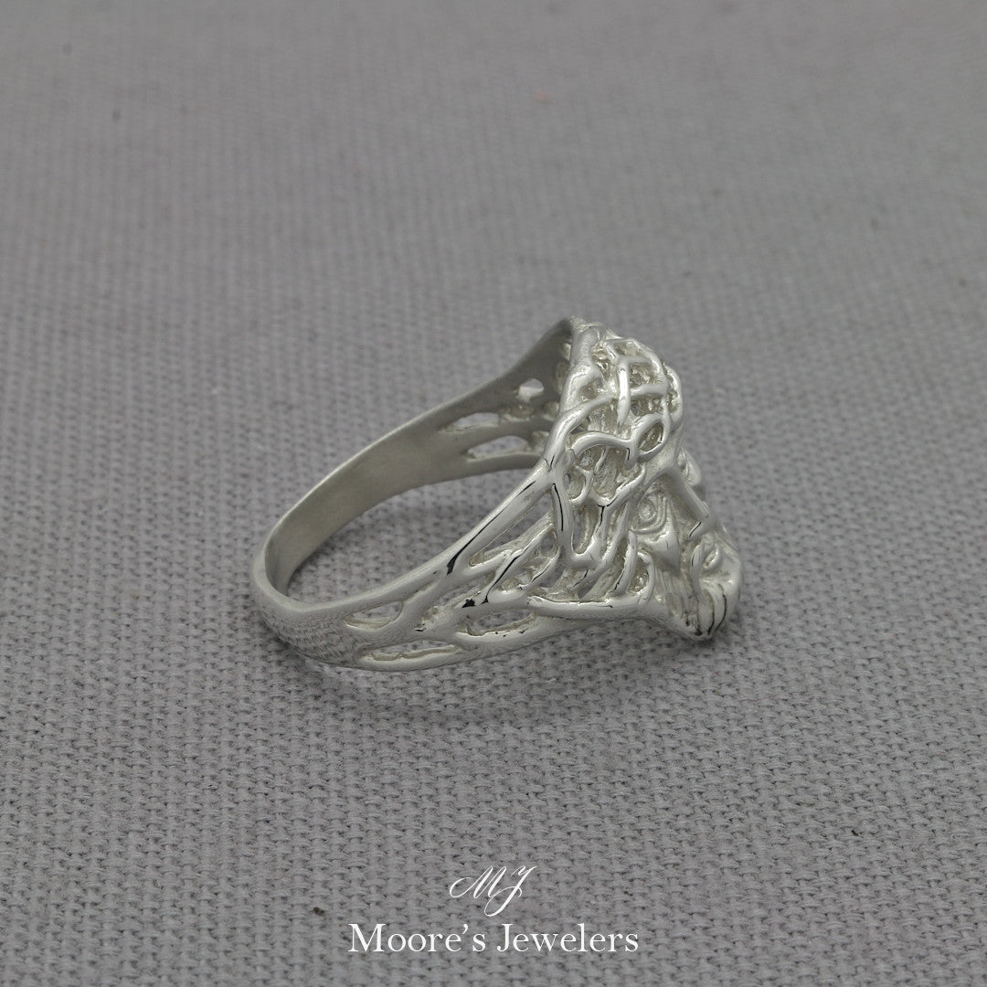 925 Sterling Silver Jesus Head Weave Ring
