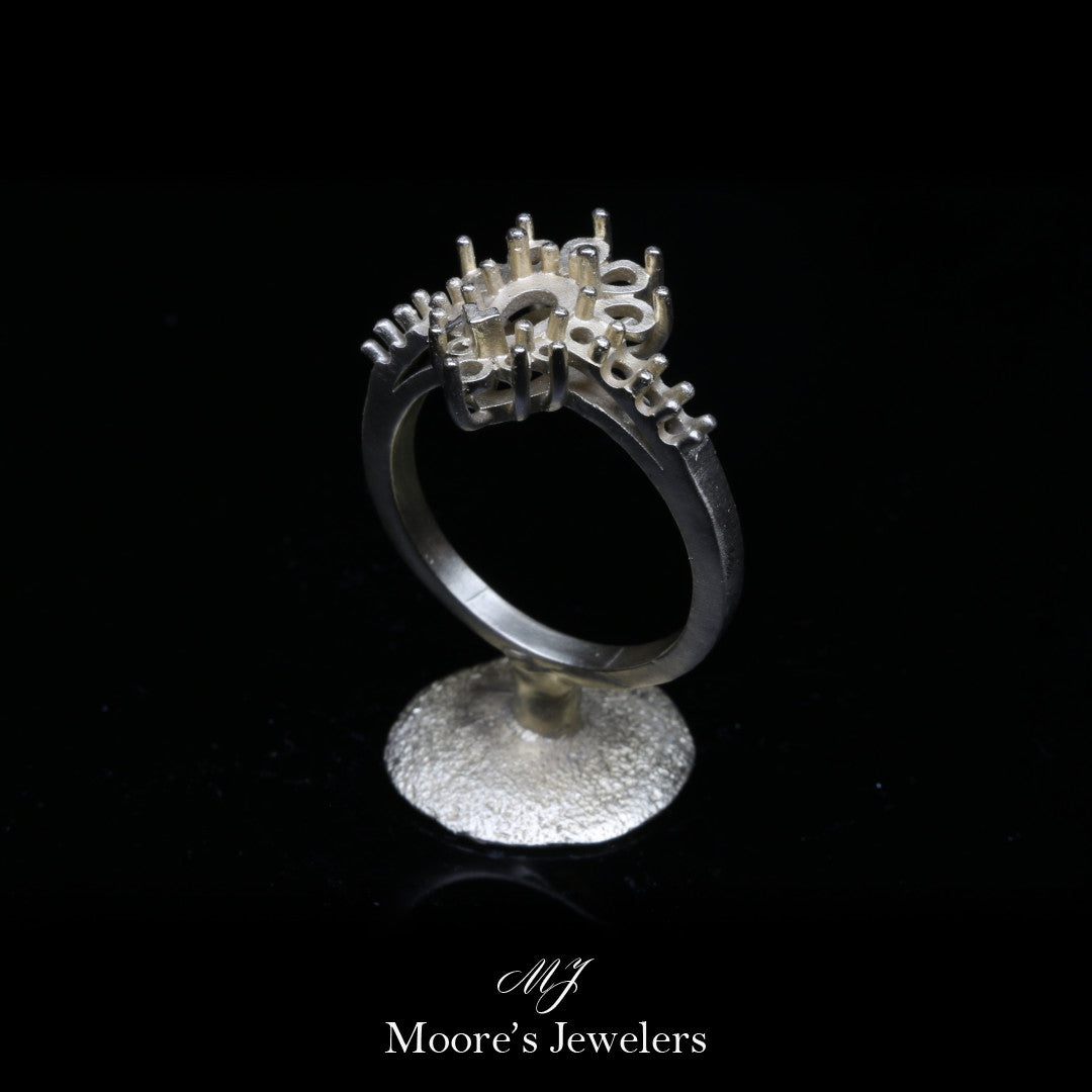 14k White Gold Multi Gemstone Cocktail Ring Casting