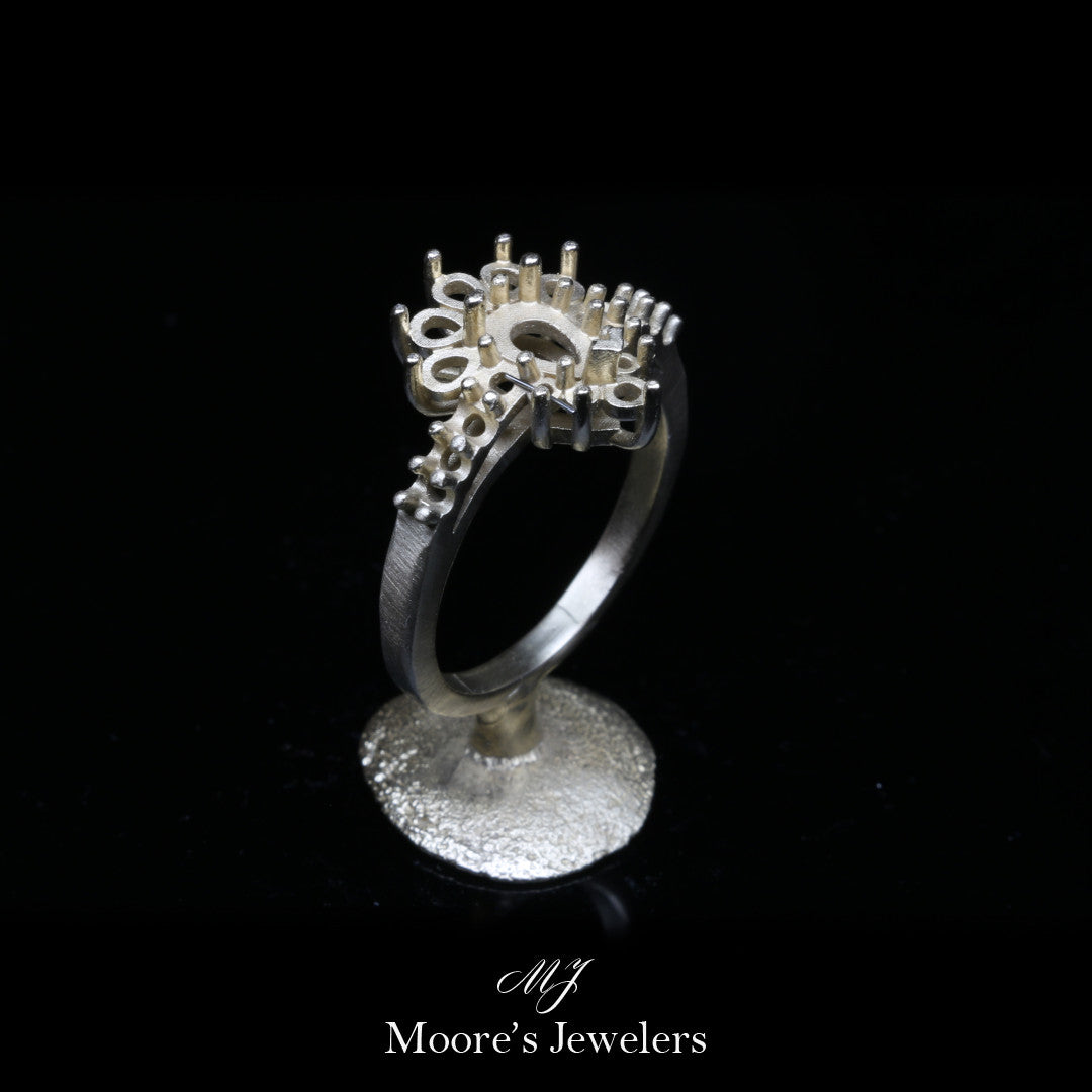 14k White Gold Multi Gemstone Cocktail Ring Casting
