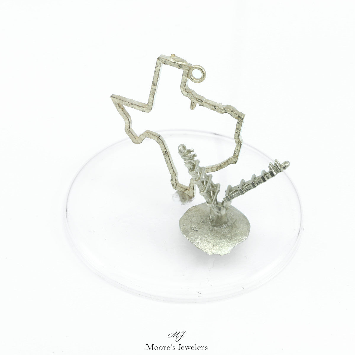 14k White Gold Texas Ouline and Oil Derrick Pendant Casting